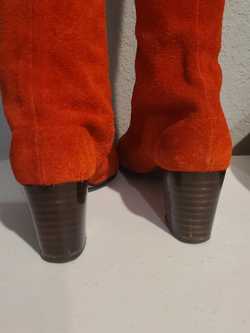 Vintage, Battani, Orange Suede Lace-Up Knee-High Go-Go Boots